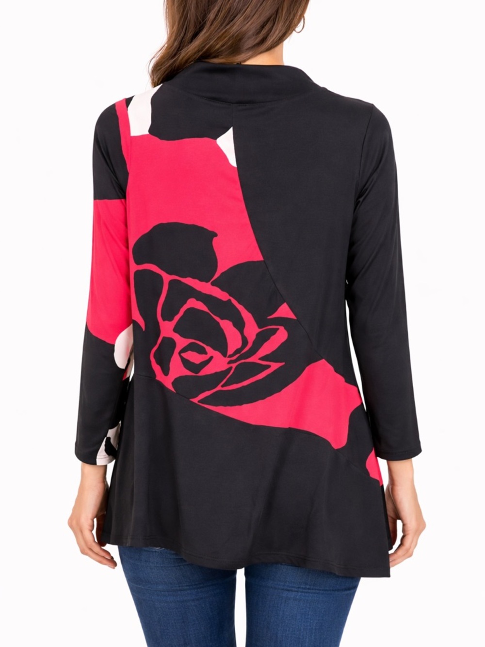 IC COLLECTION Black and Red Long Sleeve Top